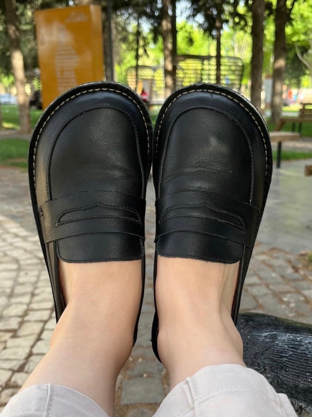 Black Leather Barefoot Loafers: Wide Toe Box Zero Drop Shoes